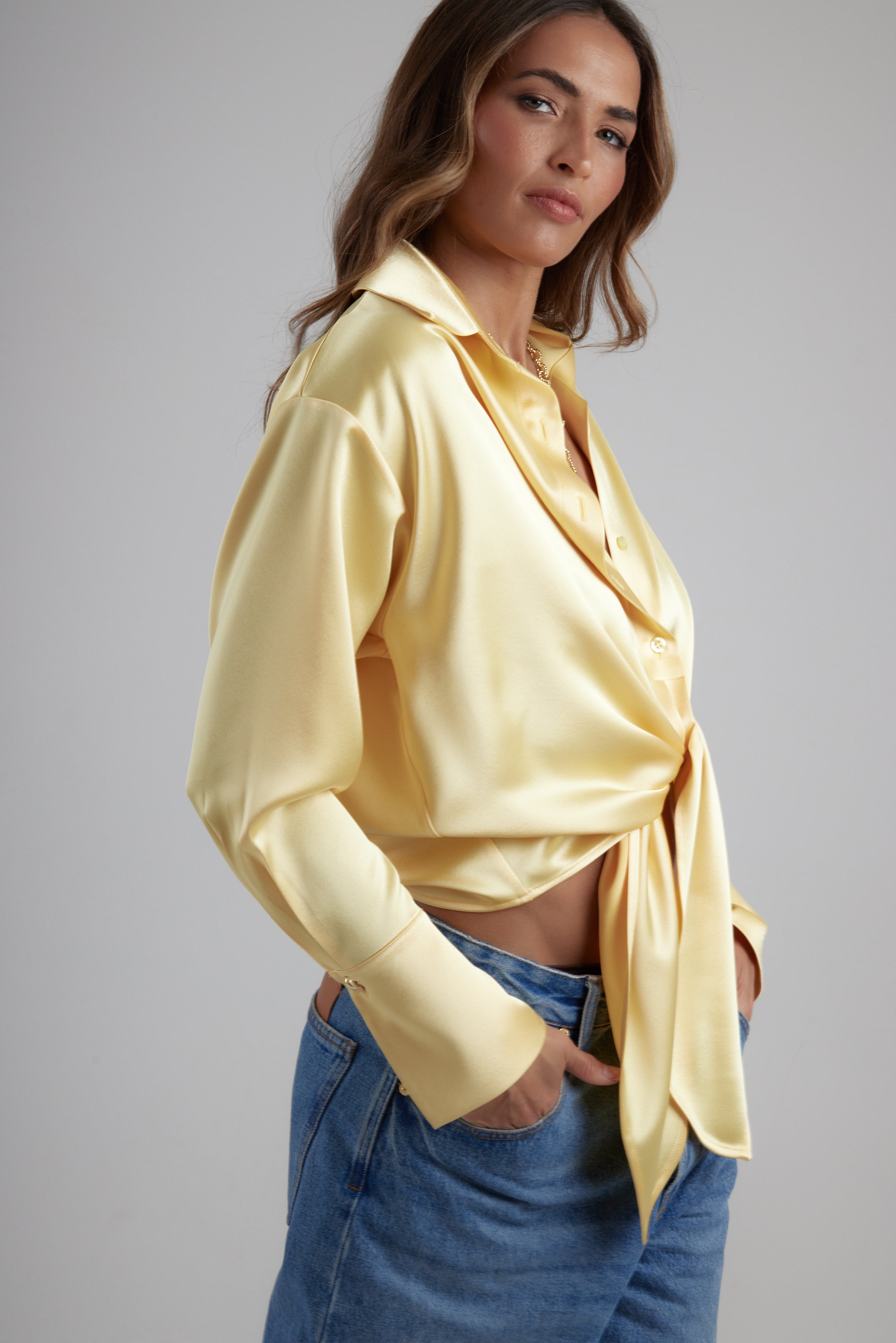 The Tie Up Shirt - Lemon