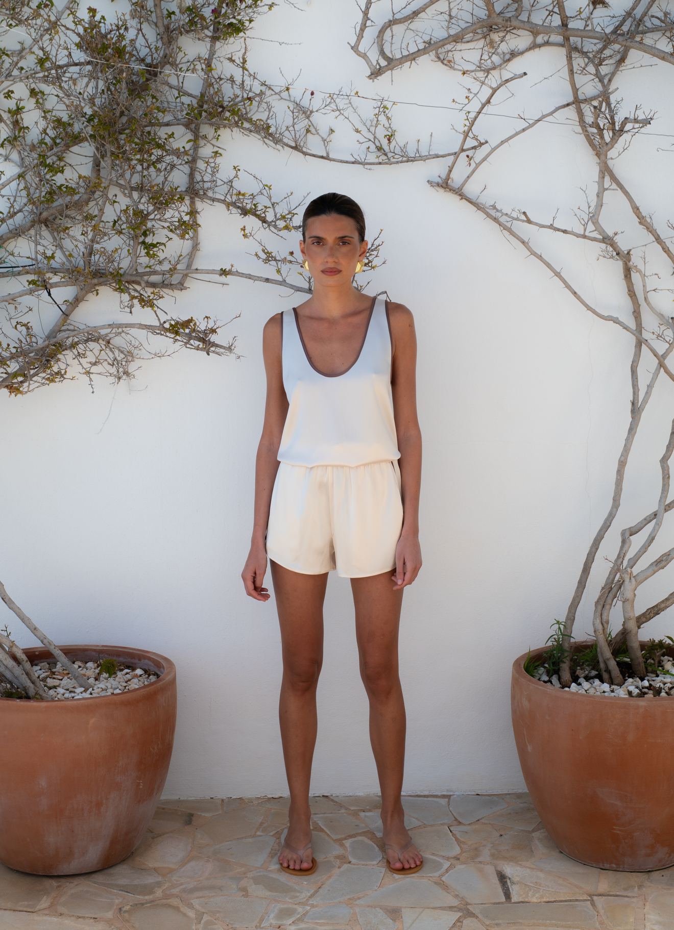 Piped Shorts - Cream