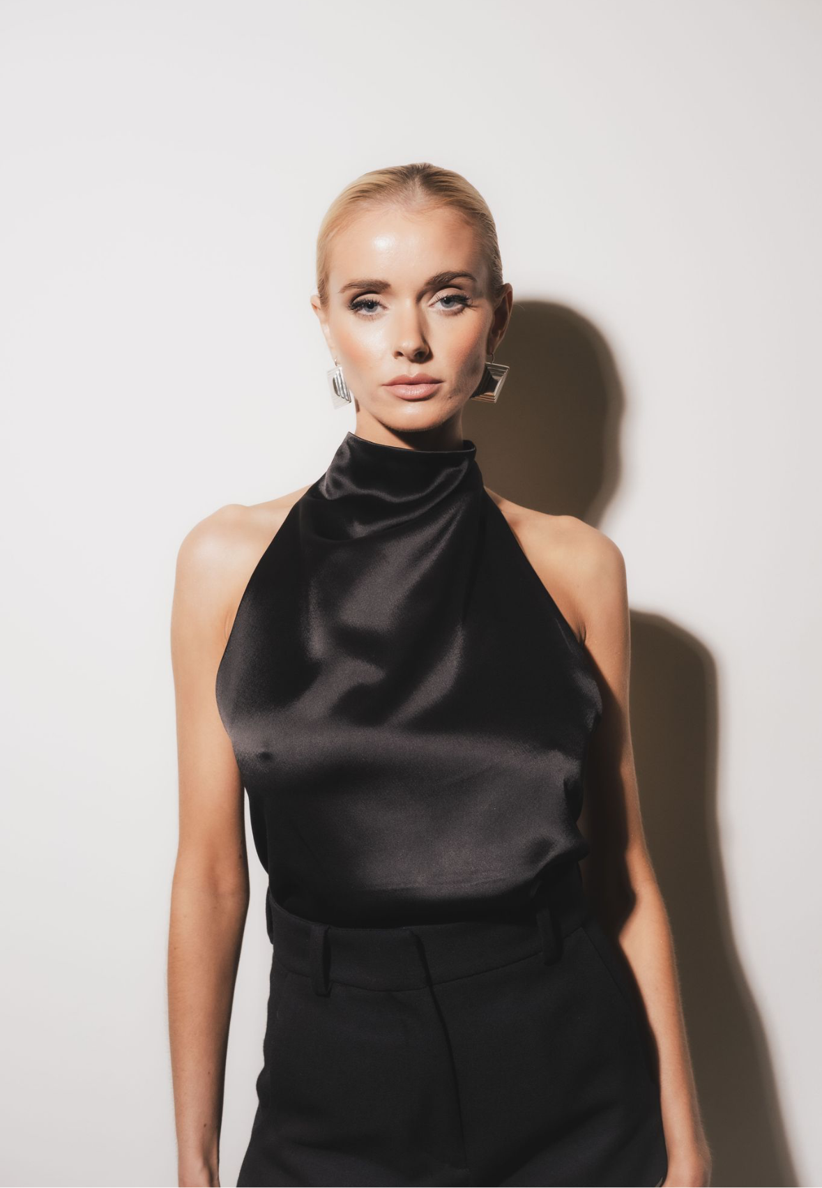 Tie Up Halter Top - Black