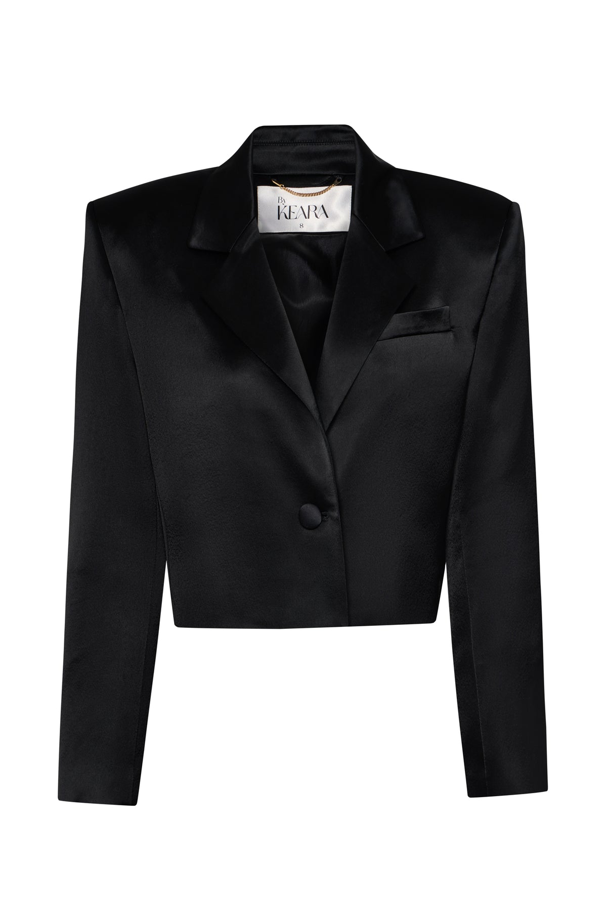 Cropped Silk Blazer - Black