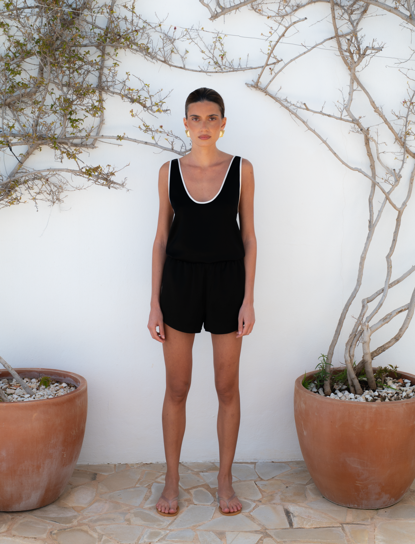 Piped Shorts - Black