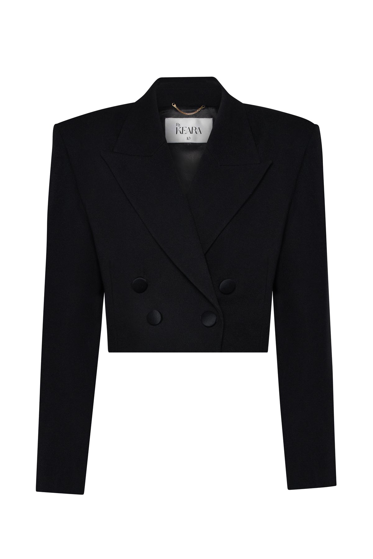 Cropped Wool Blazer - Black