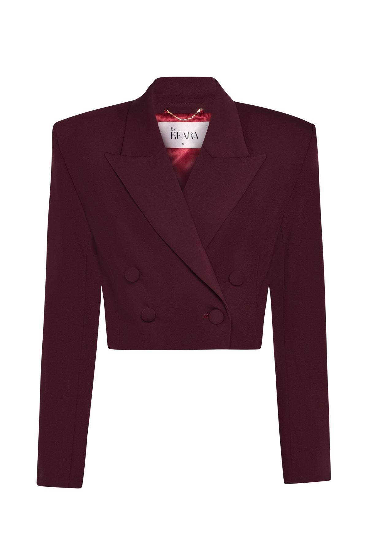 Cropped Wool Blazer - Cherry