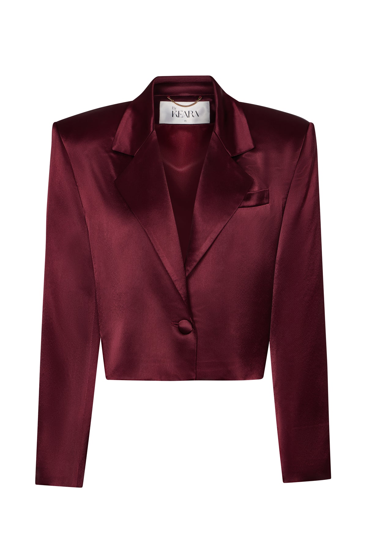 Cropped Silk Blazer - Cherry