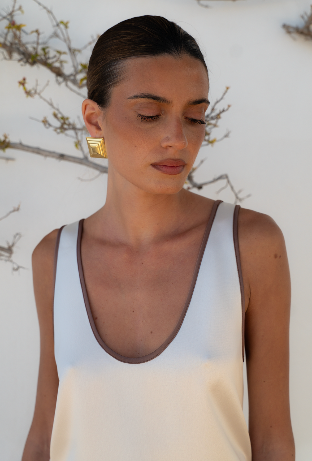 Piped Scoop Top - Cream