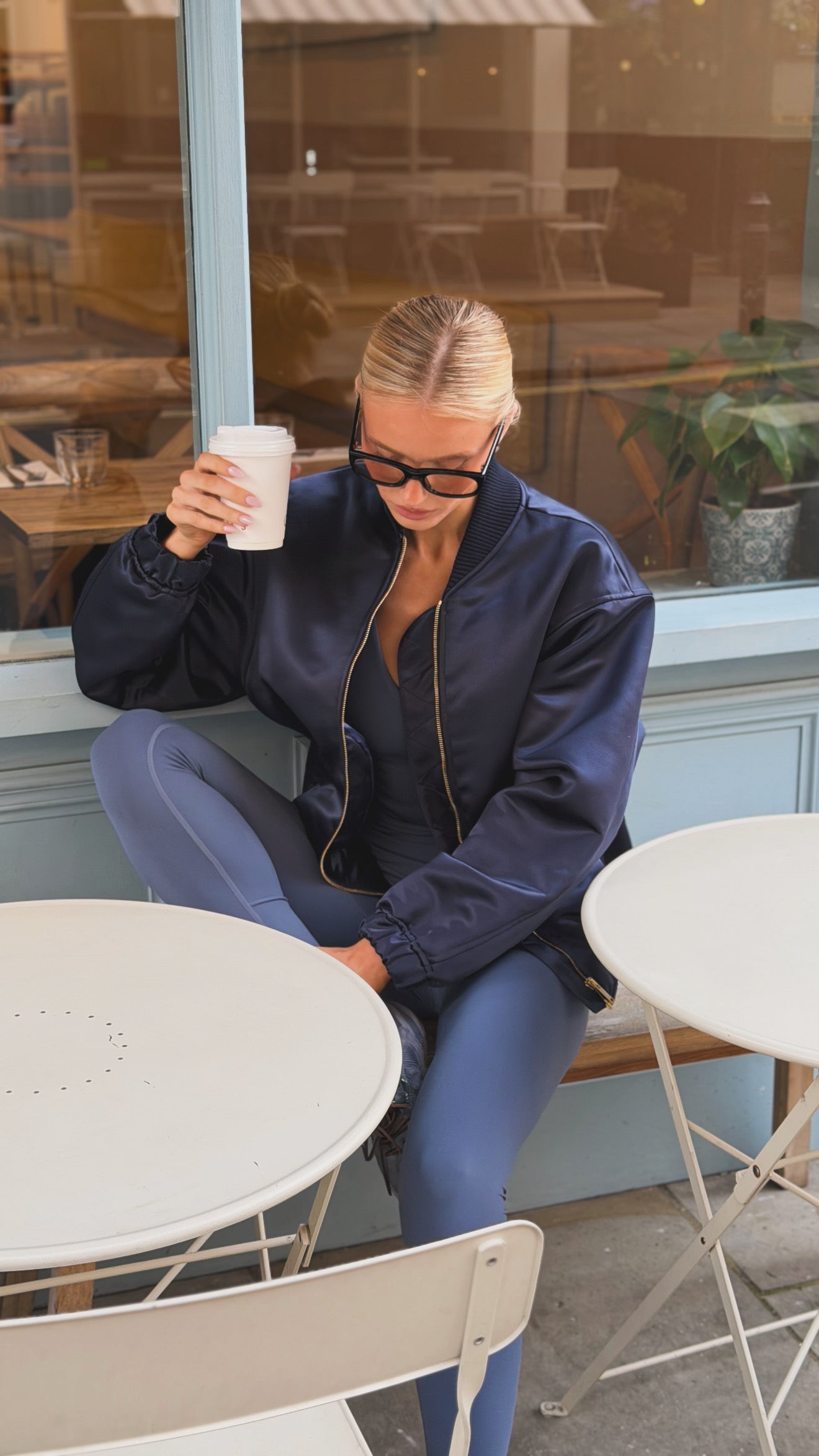 Satin Bomber - Navy