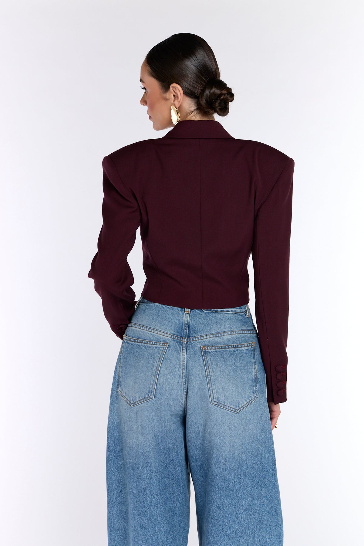Cropped Wool Blazer - Cherry