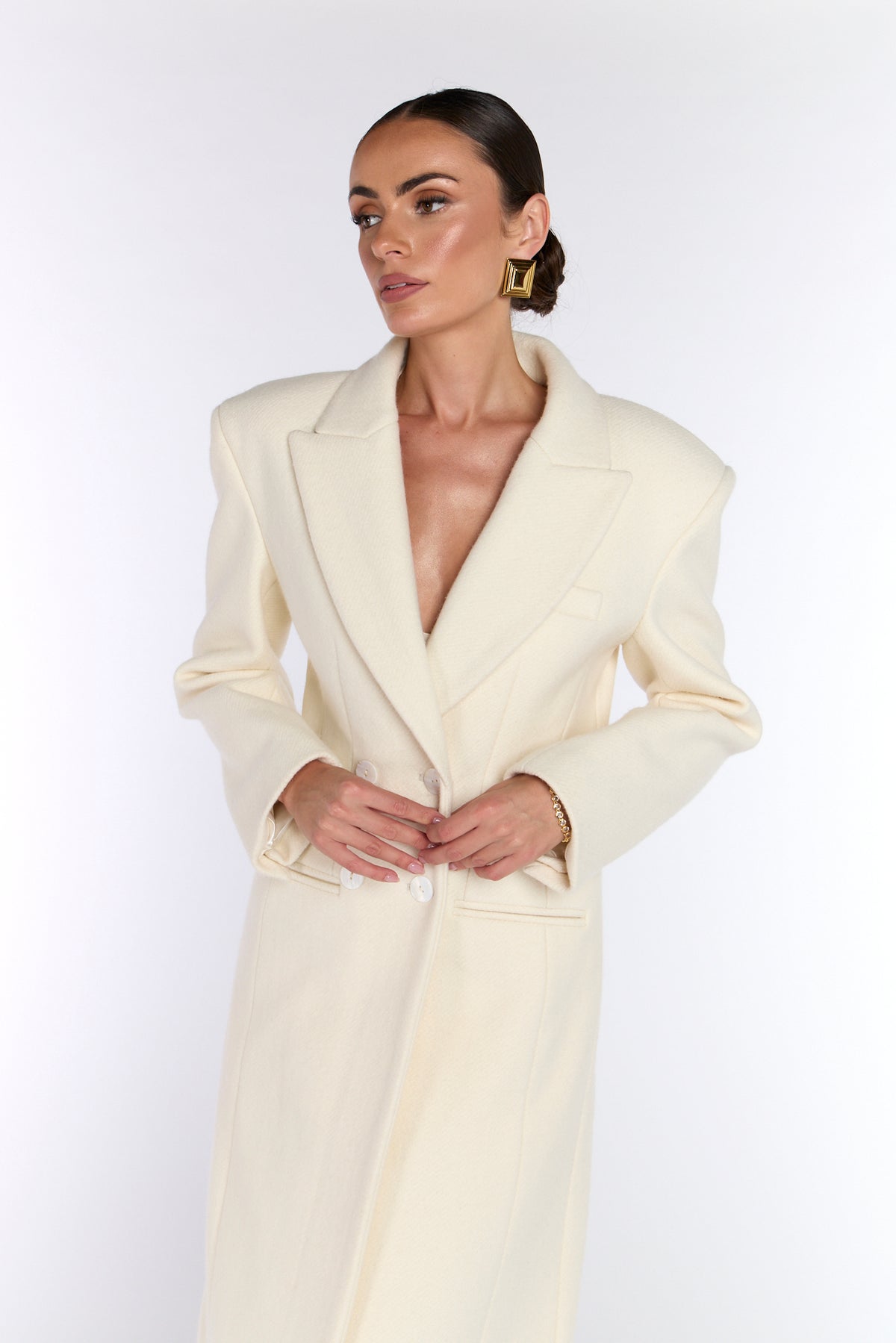 Timeless Heavy Wool Coat  - Cream