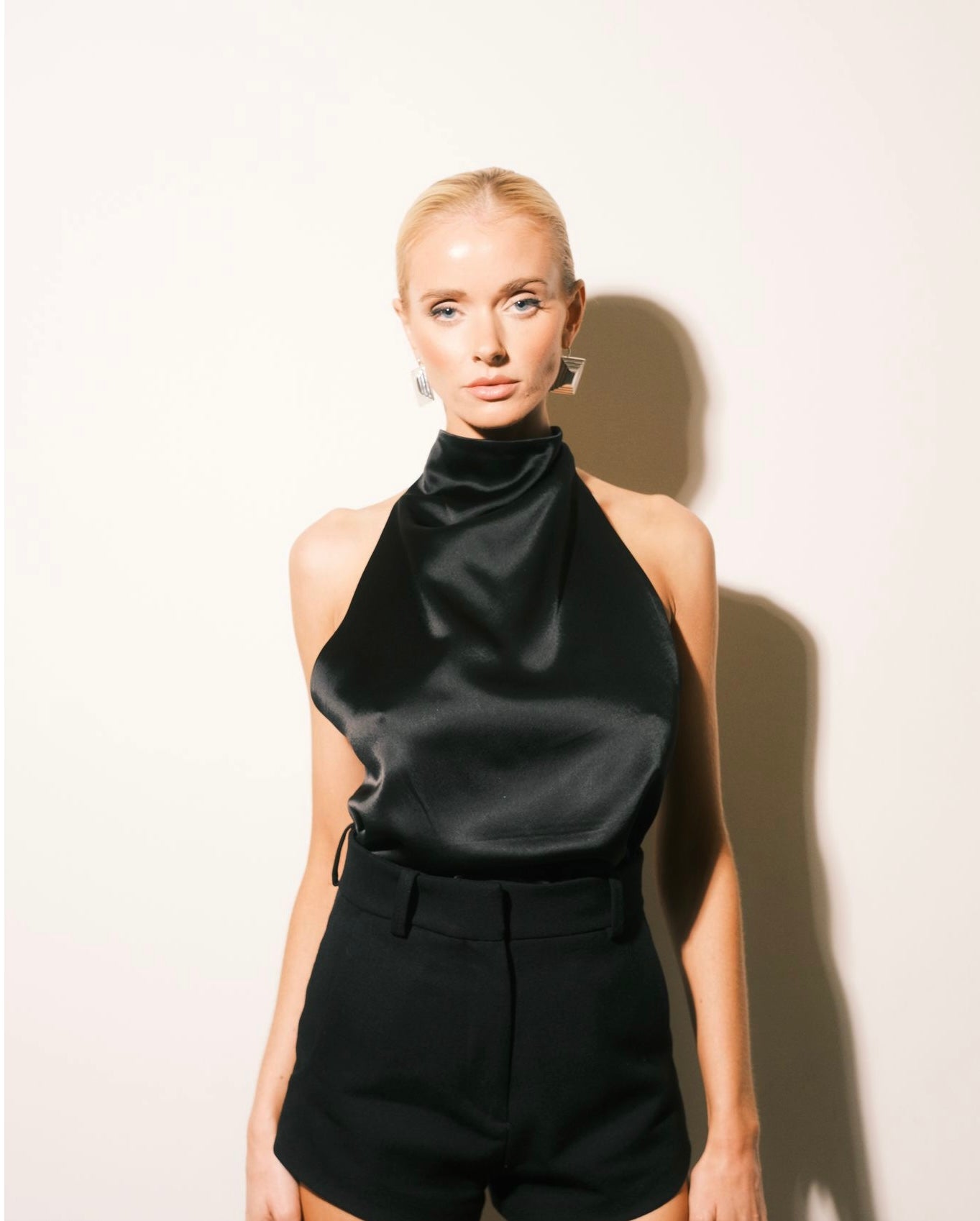 Tie Up Halter Top - Black