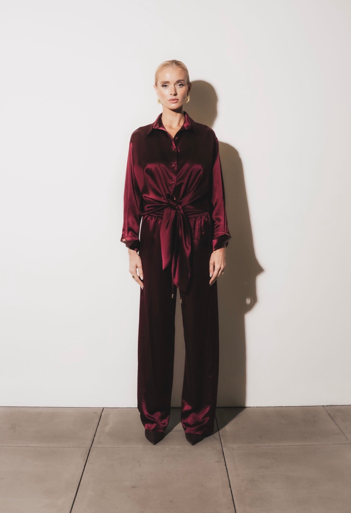 Drawstring Trousers - Cherry