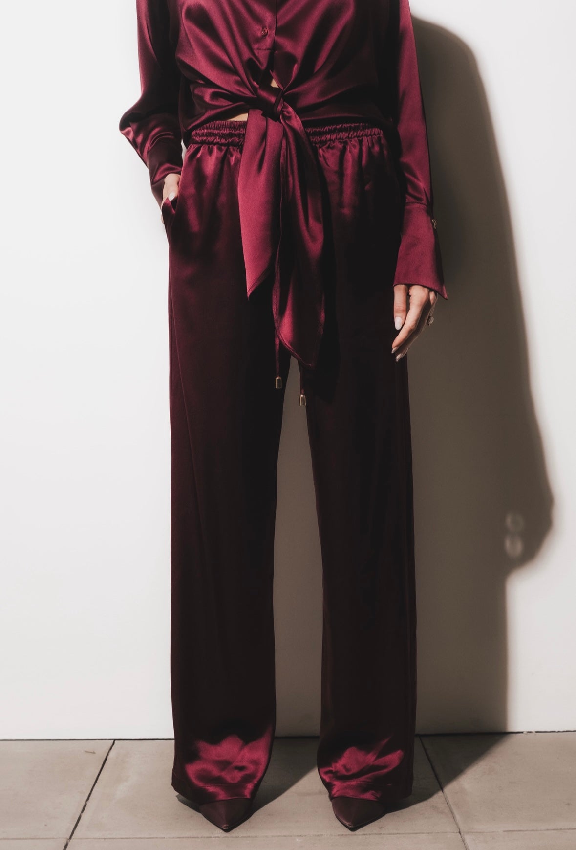 Drawstring Trousers - Cherry