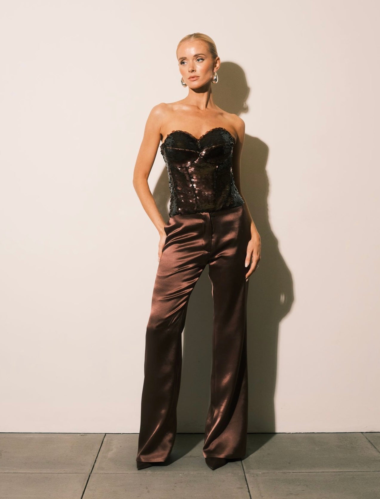 Sequin corset  - Brown