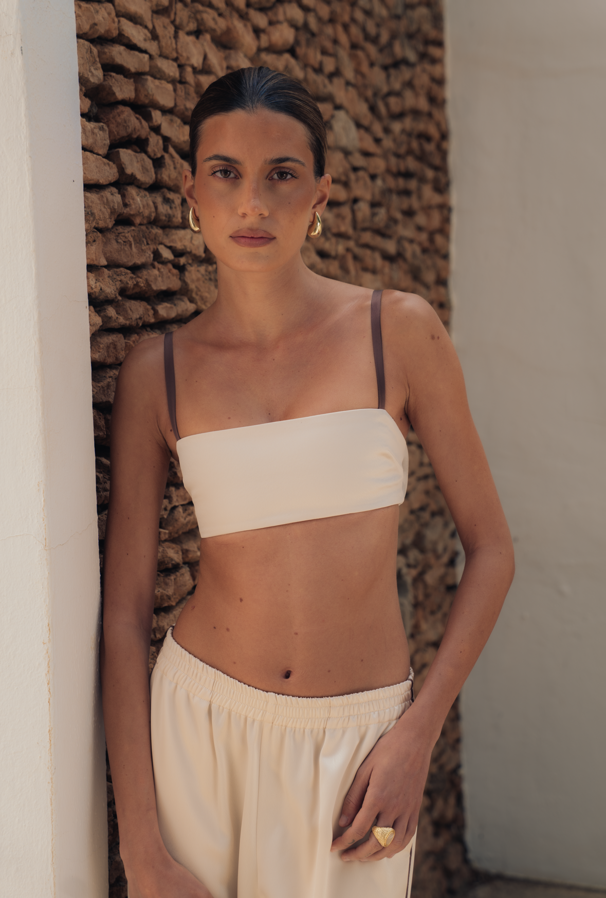 Cuban Straight Bra - Cream
