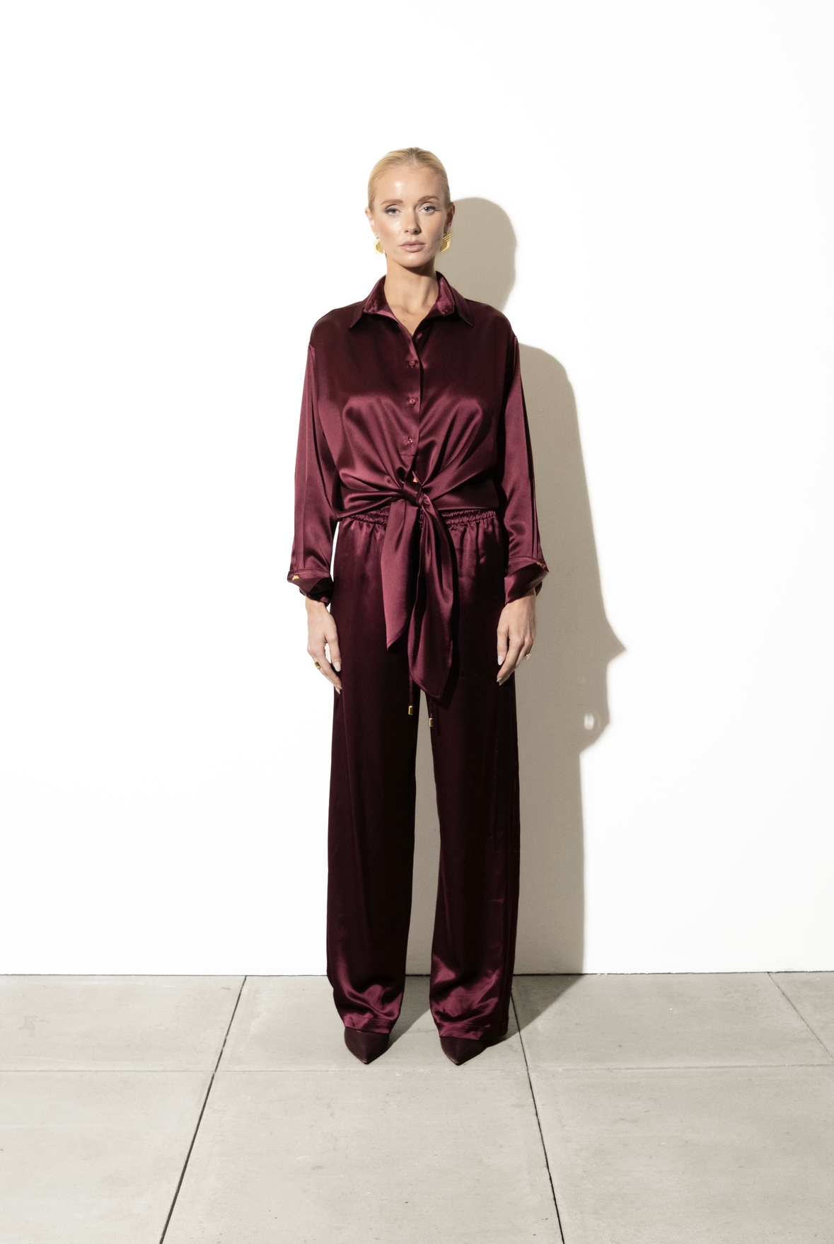 Drawstring Trousers - Cherry