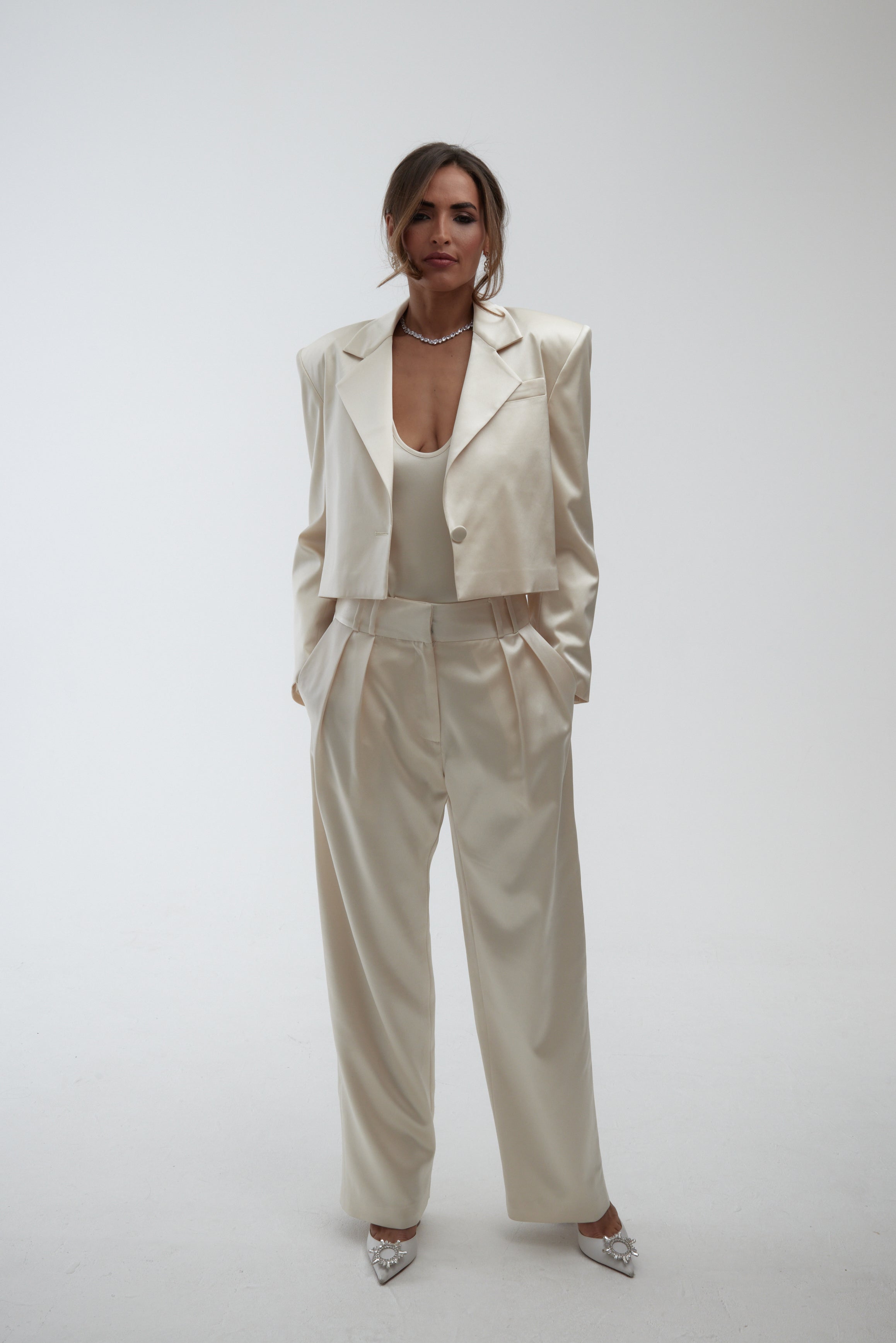 The Silk Blend Cream Blazer