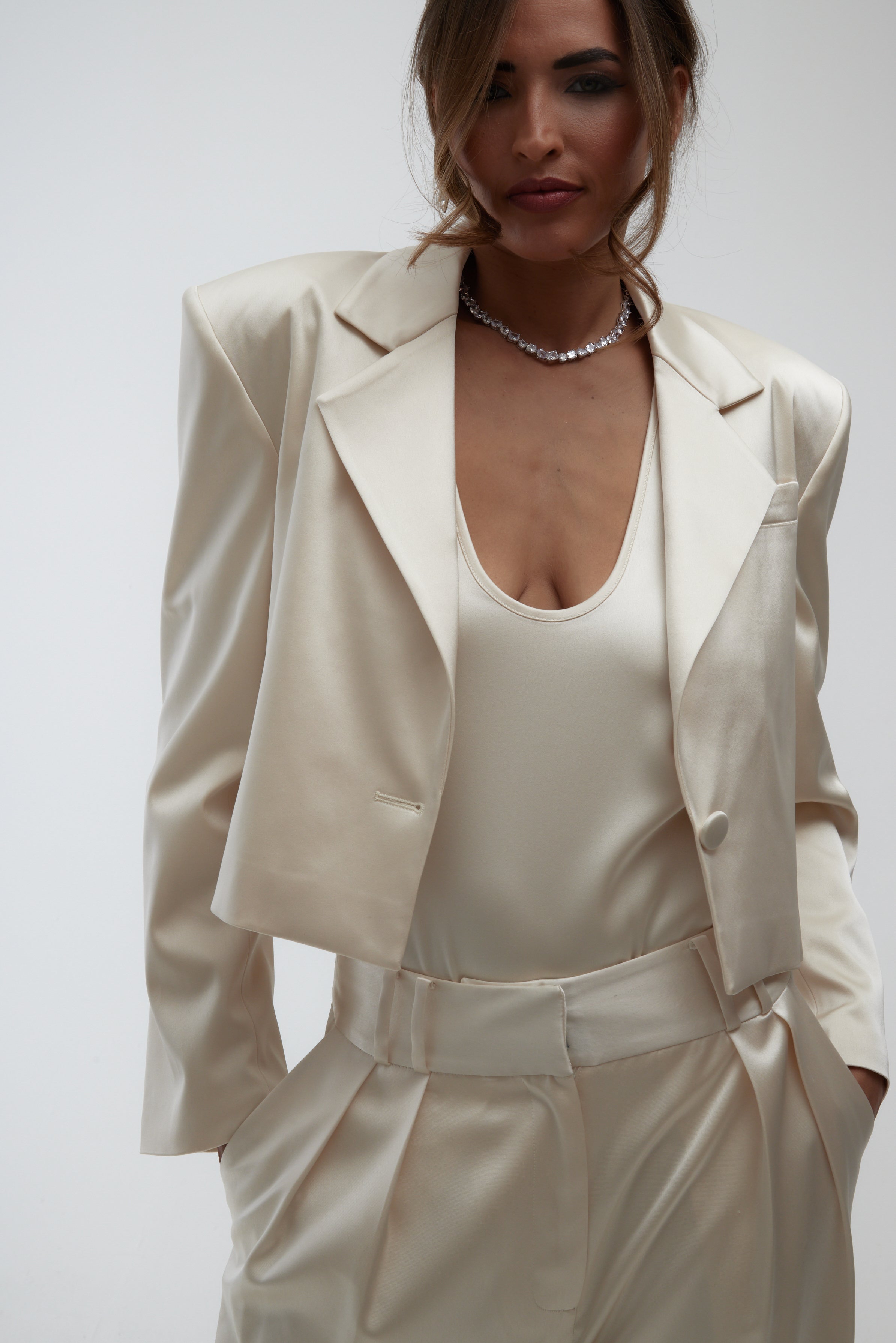 Silk Blend Cream Blazer – By Keara - Main Image