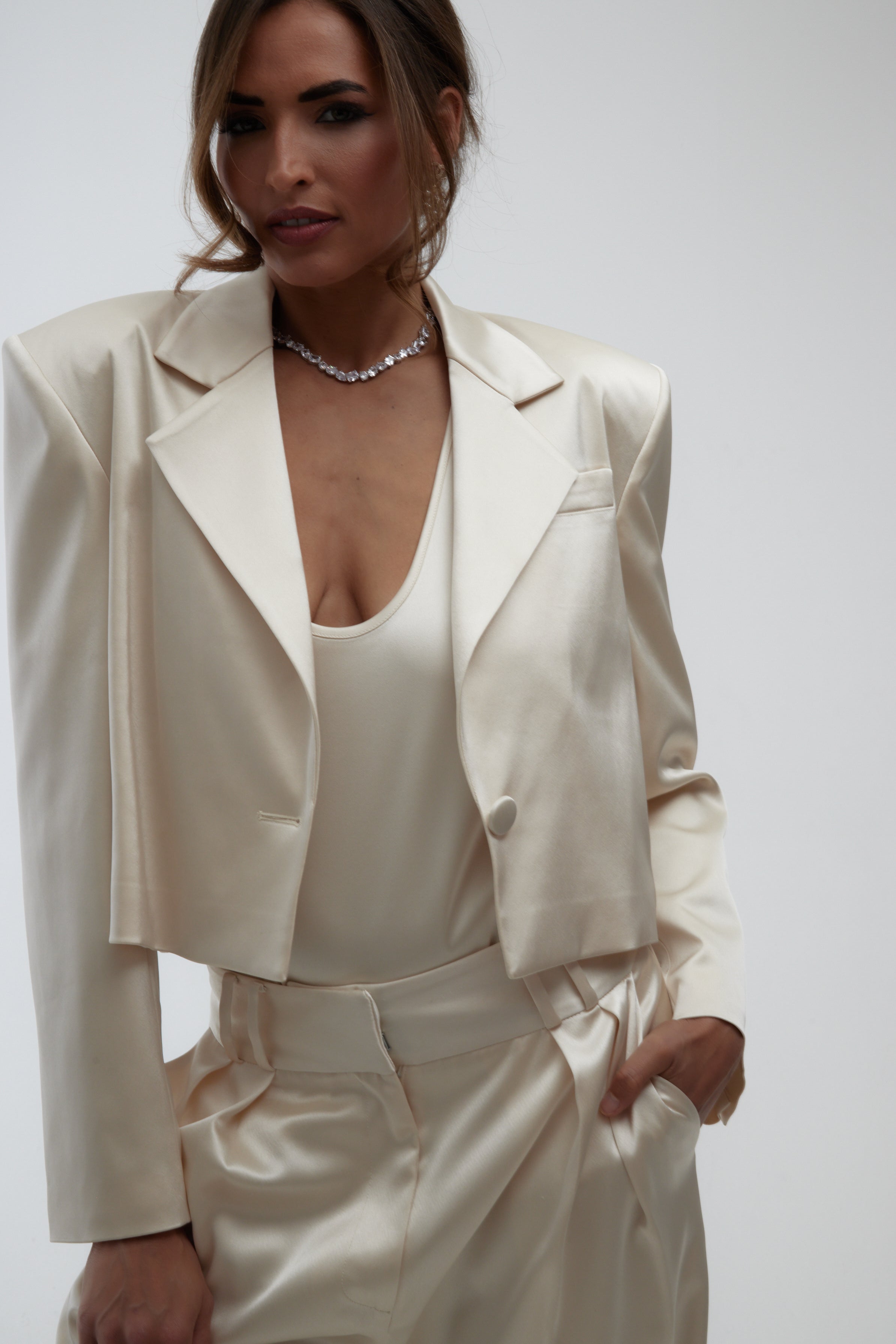 The Silk Blend Cream Blazer