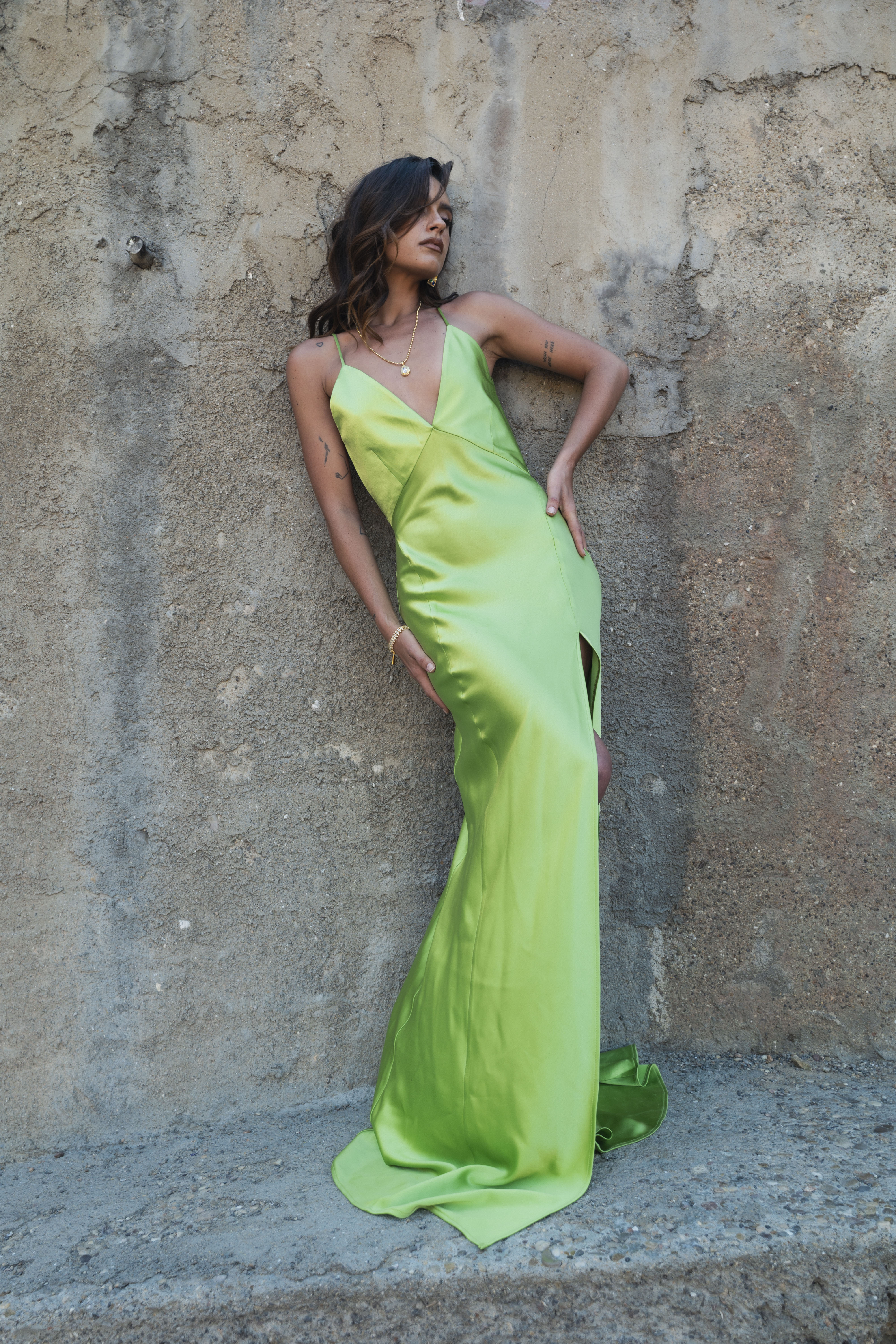 Backless Dress - Lime Green By Keara Backless Dress - Lime Green By Keara