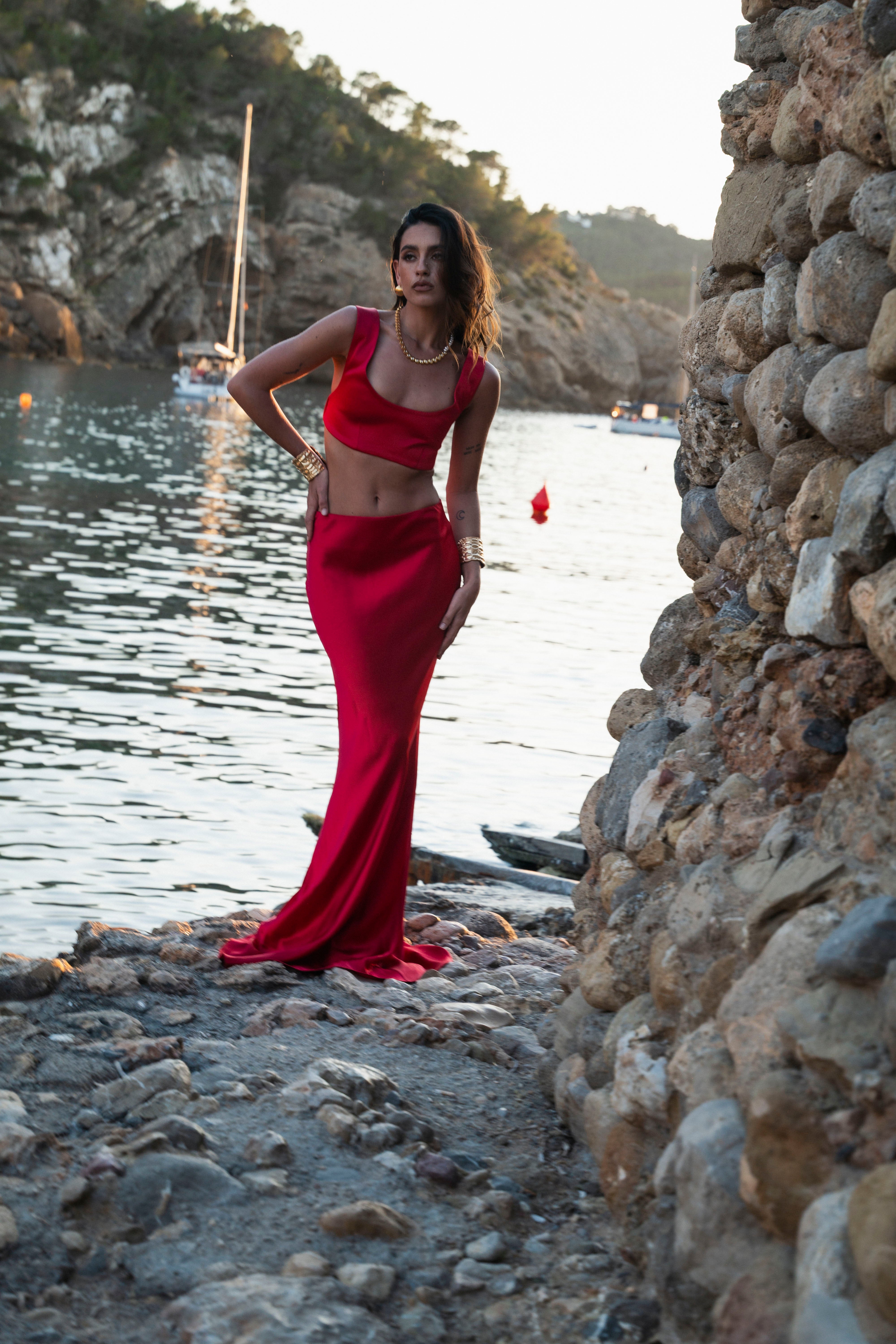 The Maxi Skirt - Cherry Red