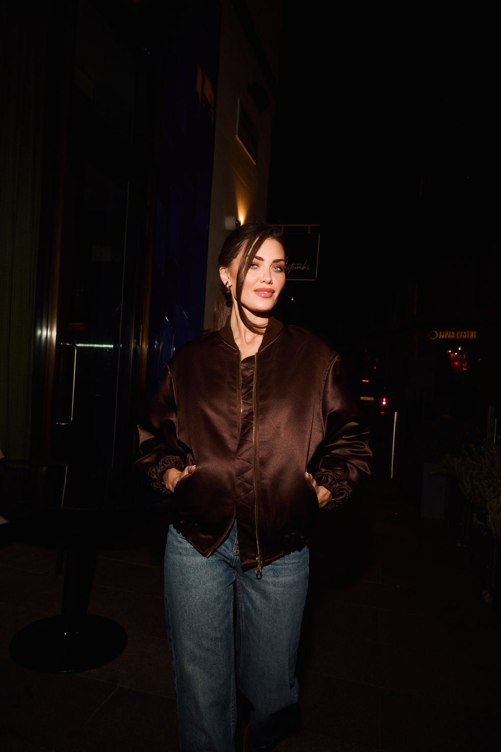 The Timeless Satin Bomber - Brown