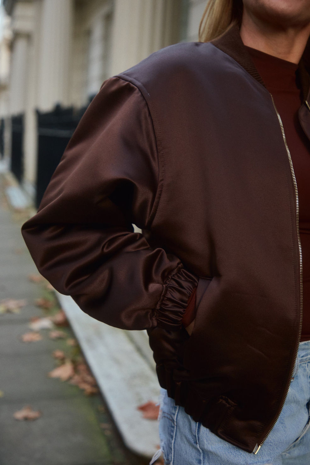 The Timeless Satin Bomber - Brown